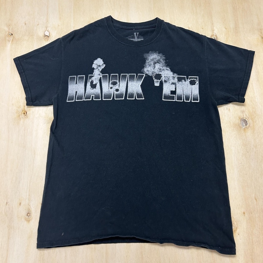 Pop Smoke Hawk Em Shirt Mens Medium Black Graphic Hip Hop Tee T-Shirt VLONE